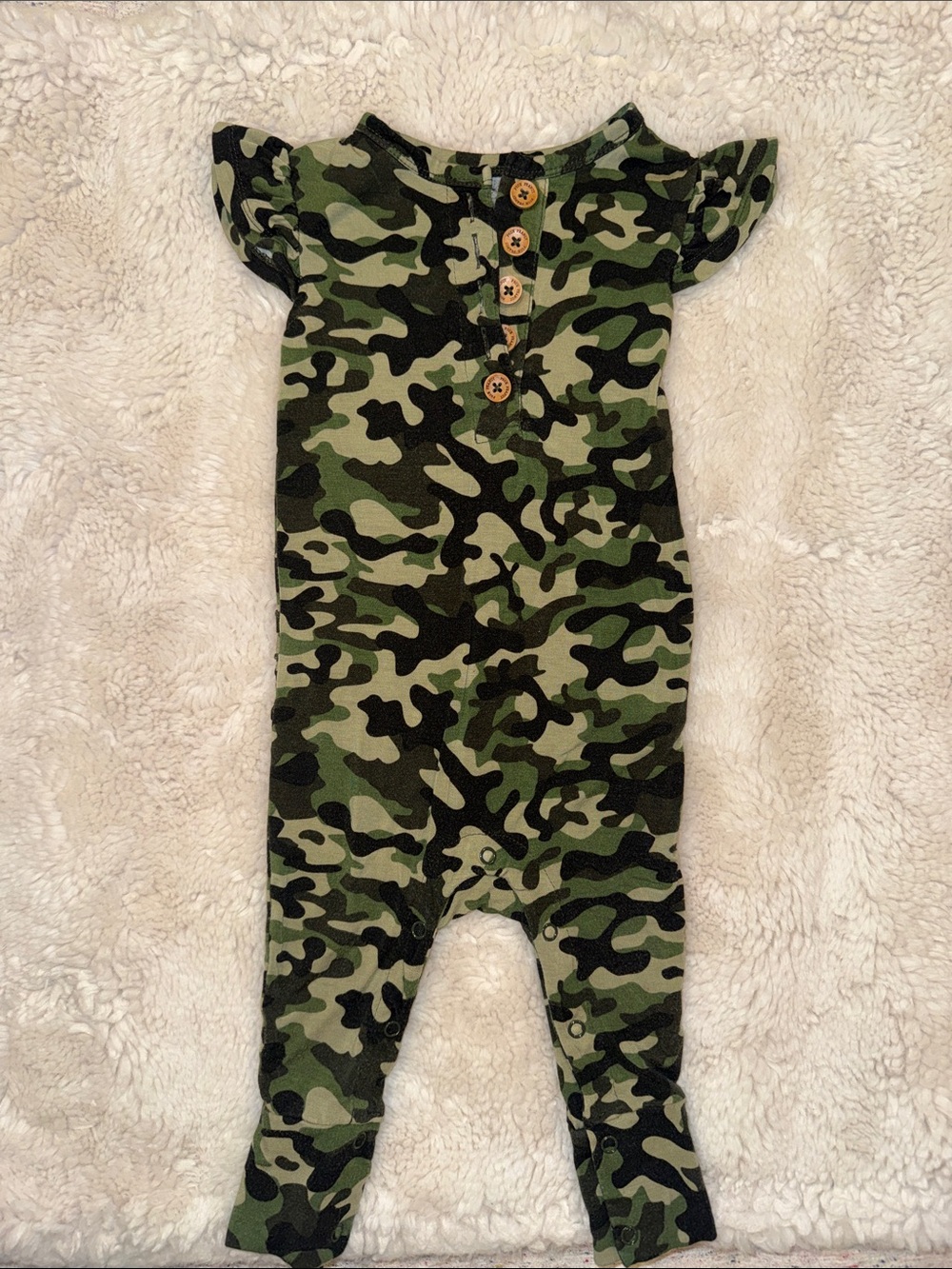 Posh Peanut Green and Olive Camo Romper